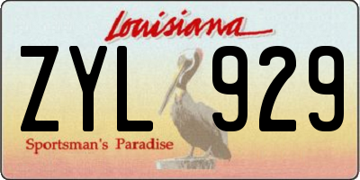 LA license plate ZYL929