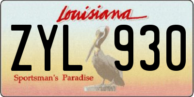 LA license plate ZYL930