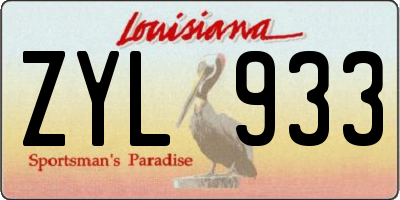 LA license plate ZYL933