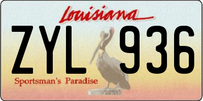LA license plate ZYL936