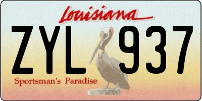 LA license plate ZYL937