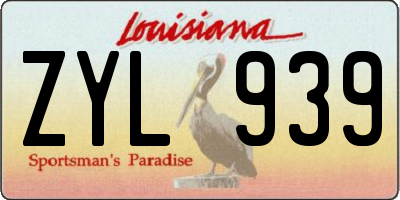 LA license plate ZYL939