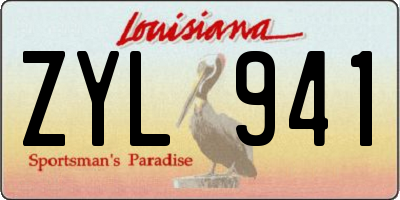 LA license plate ZYL941
