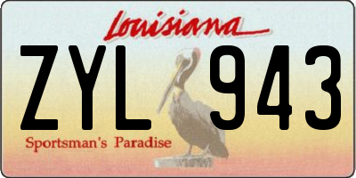 LA license plate ZYL943