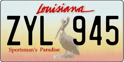 LA license plate ZYL945