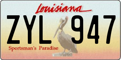 LA license plate ZYL947