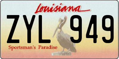 LA license plate ZYL949