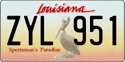 LA license plate ZYL951