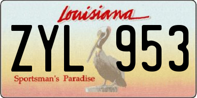 LA license plate ZYL953