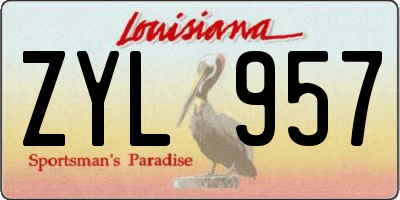 LA license plate ZYL957
