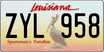 LA license plate ZYL958