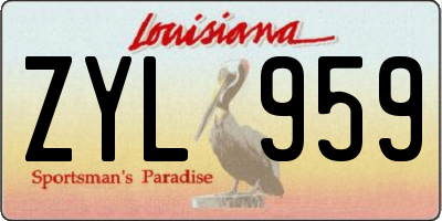 LA license plate ZYL959