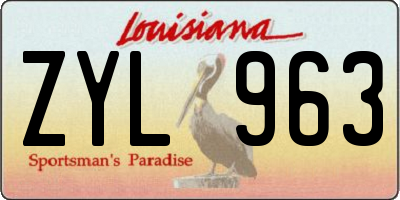 LA license plate ZYL963