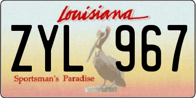 LA license plate ZYL967