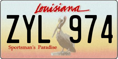 LA license plate ZYL974