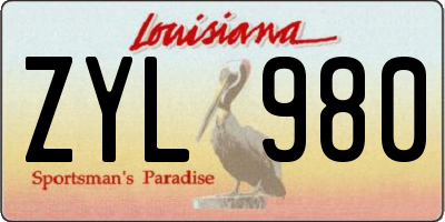 LA license plate ZYL980