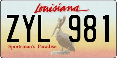 LA license plate ZYL981