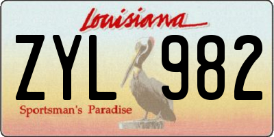 LA license plate ZYL982