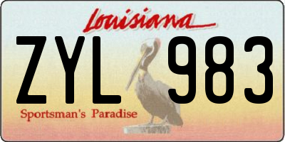 LA license plate ZYL983