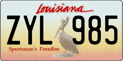LA license plate ZYL985