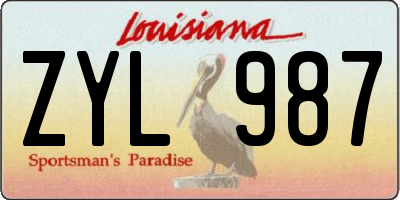 LA license plate ZYL987