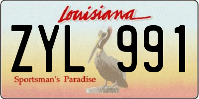 LA license plate ZYL991