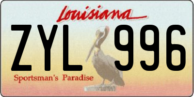 LA license plate ZYL996