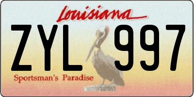 LA license plate ZYL997