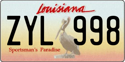 LA license plate ZYL998
