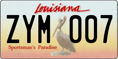 LA license plate ZYM007