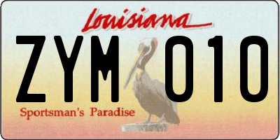 LA license plate ZYM010