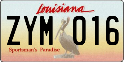 LA license plate ZYM016