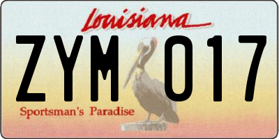 LA license plate ZYM017