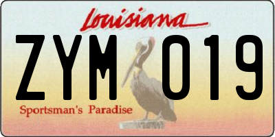 LA license plate ZYM019