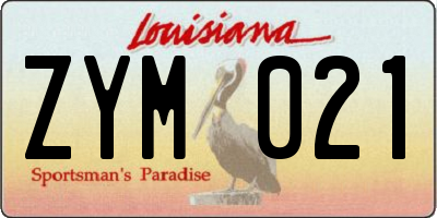 LA license plate ZYM021