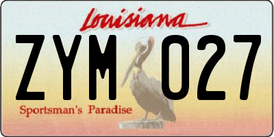 LA license plate ZYM027