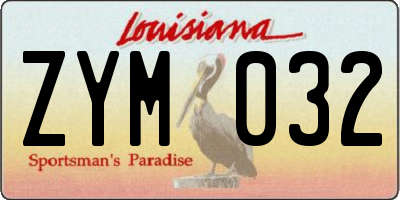 LA license plate ZYM032