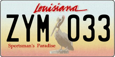 LA license plate ZYM033