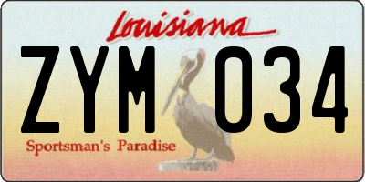 LA license plate ZYM034