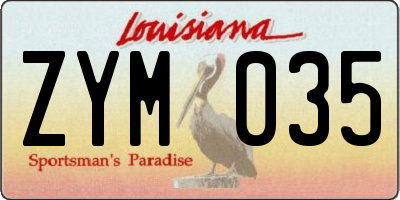 LA license plate ZYM035