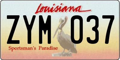 LA license plate ZYM037