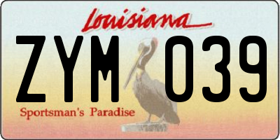 LA license plate ZYM039