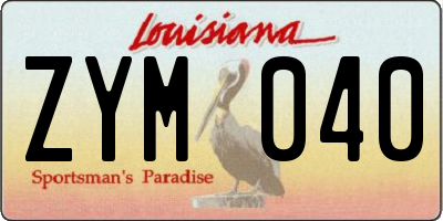 LA license plate ZYM040