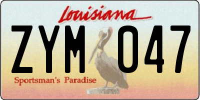 LA license plate ZYM047