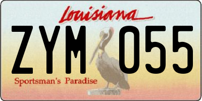 LA license plate ZYM055