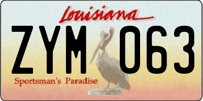 LA license plate ZYM063