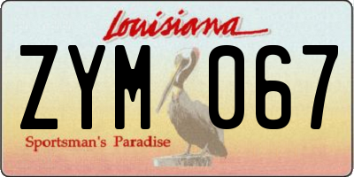 LA license plate ZYM067