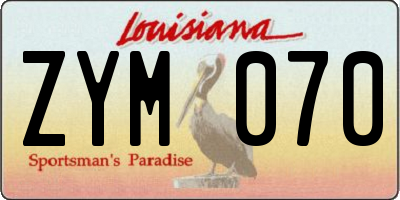 LA license plate ZYM070