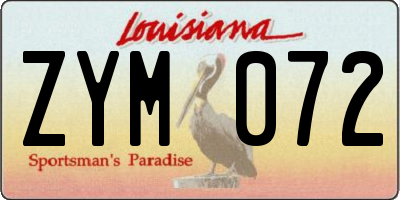 LA license plate ZYM072