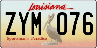 LA license plate ZYM076